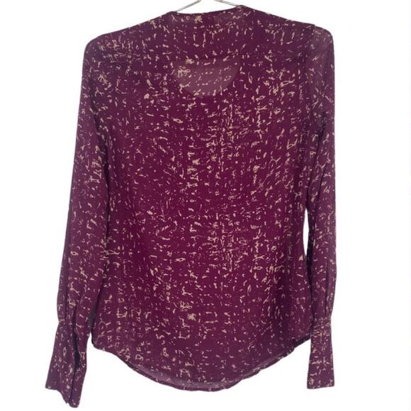 Converse Purple Cream Speckle All Over Print Sheer Blouse Top - Picture 2 of 4